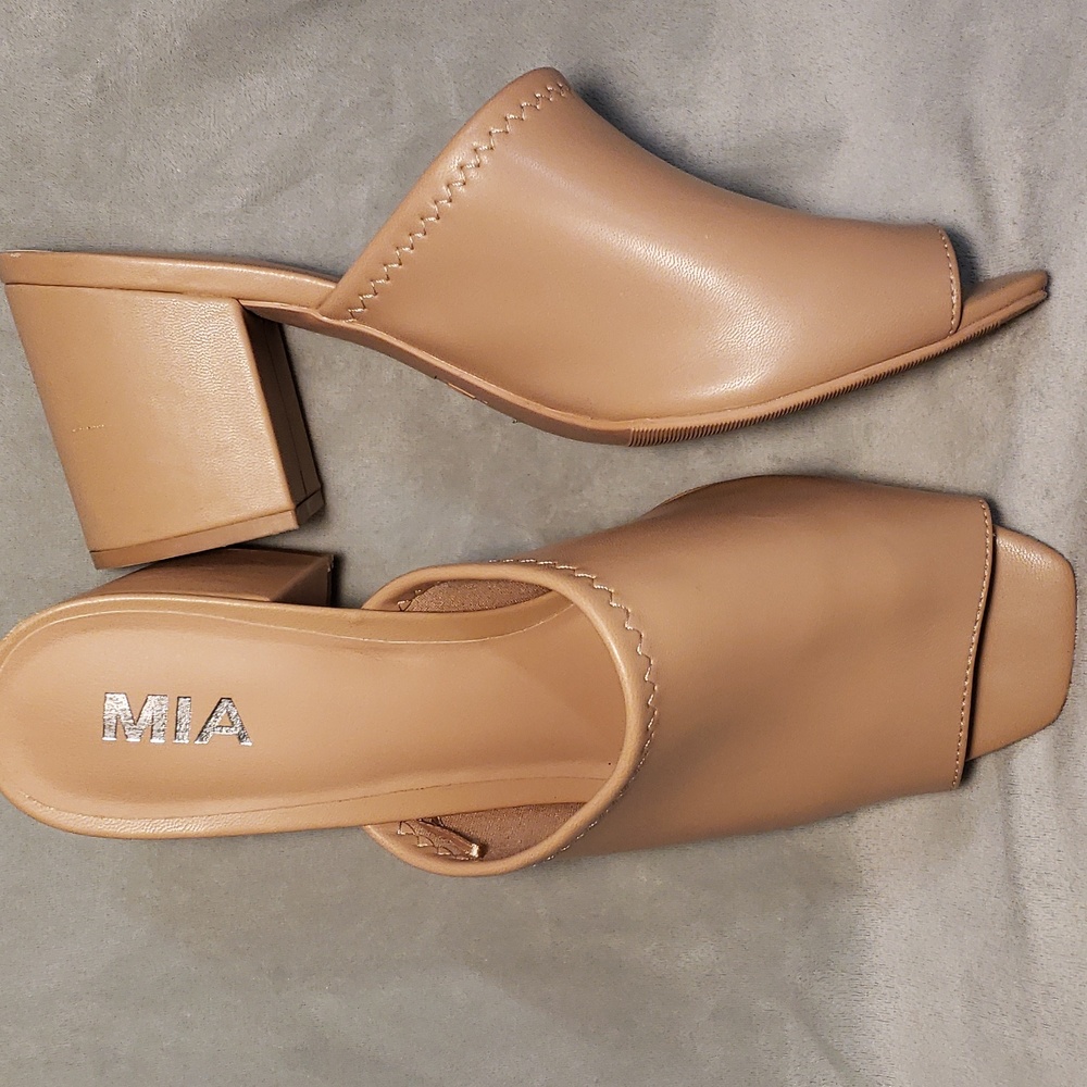 MIA Tan women's slip on Chunky Sandals